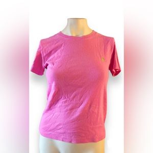 Ralph Lauren, size Large, pink with lime green emblem, 100% cotton